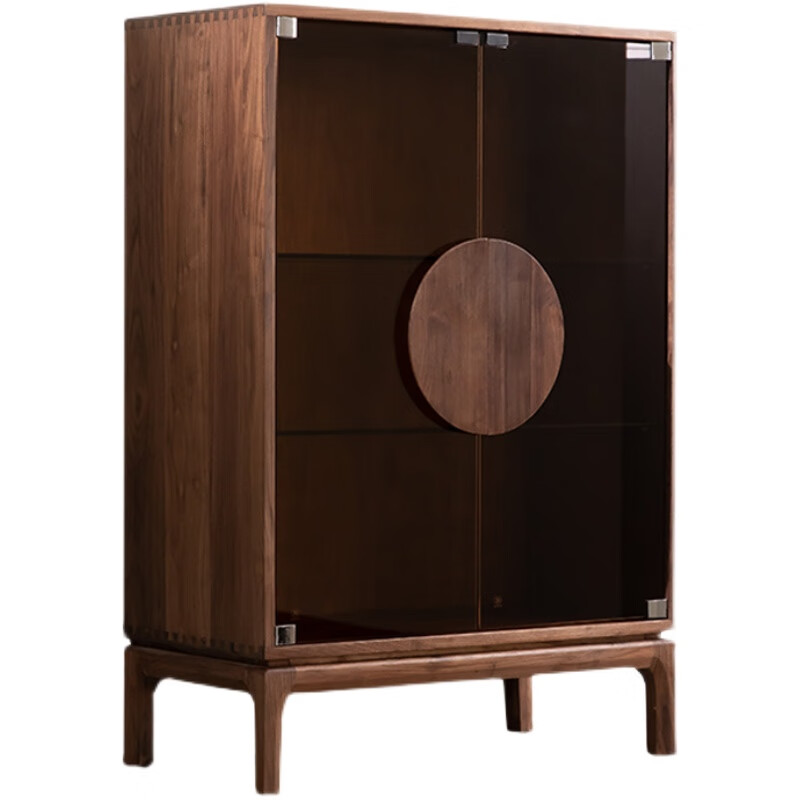 Yin Qingchun North American black walnut modern simple all solid wood dining side wine cabinet living room multifunctional sofa side cabinet corner cabinet North American black walnut (no auxiliary materials) double door