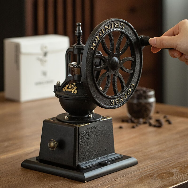 Royal Coffee Hand Grinder Household Coffee Bean Grinder Wheel Retro Hand Grinder Coffee Grinder Wooden Body Retro Hand Grinder