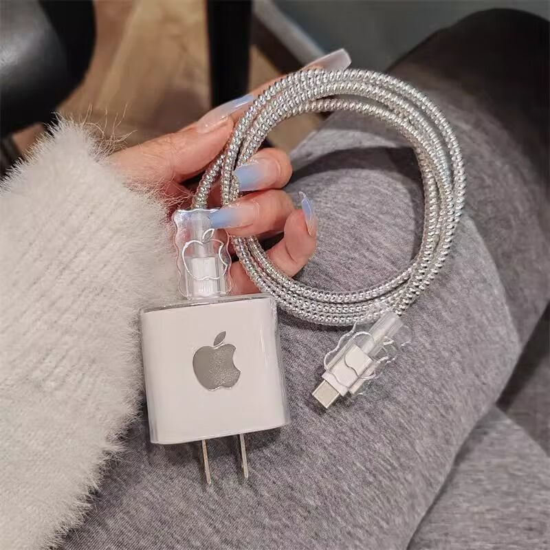 Tuosiman Apple 15/16/17air charger protective case suitable for iPhone12/13/14ProMax/ipad2023 cord bite silicone shell data cable protection anti-breakage rope universal Apple 12-16 series simple style