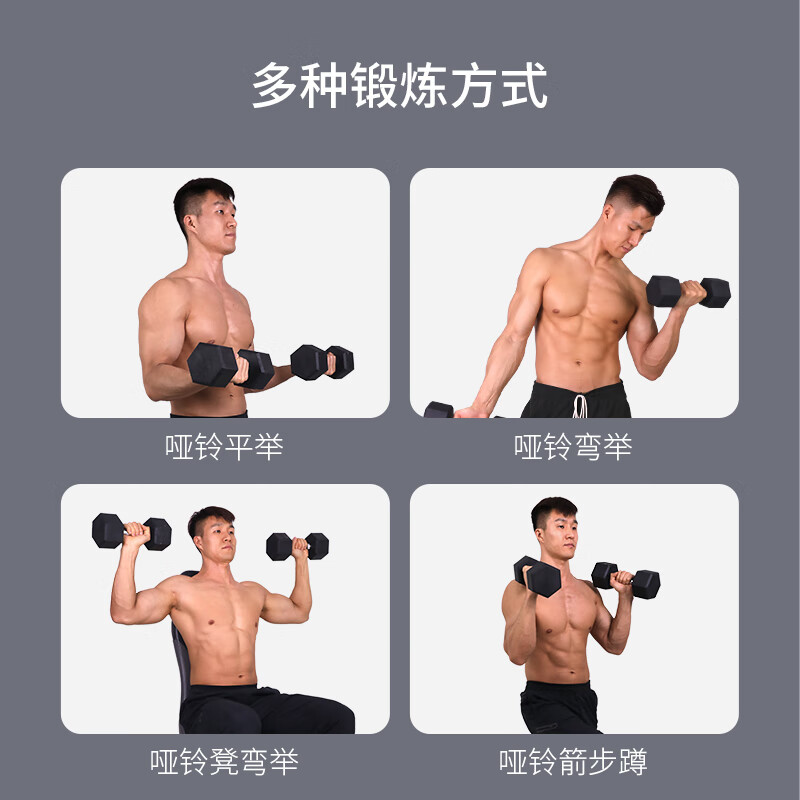 PROIRON rubber-coated dumbbells for men's home fitness hexagonal environmentally friendly odorless dumbbell set 15 pounds * 1 pair