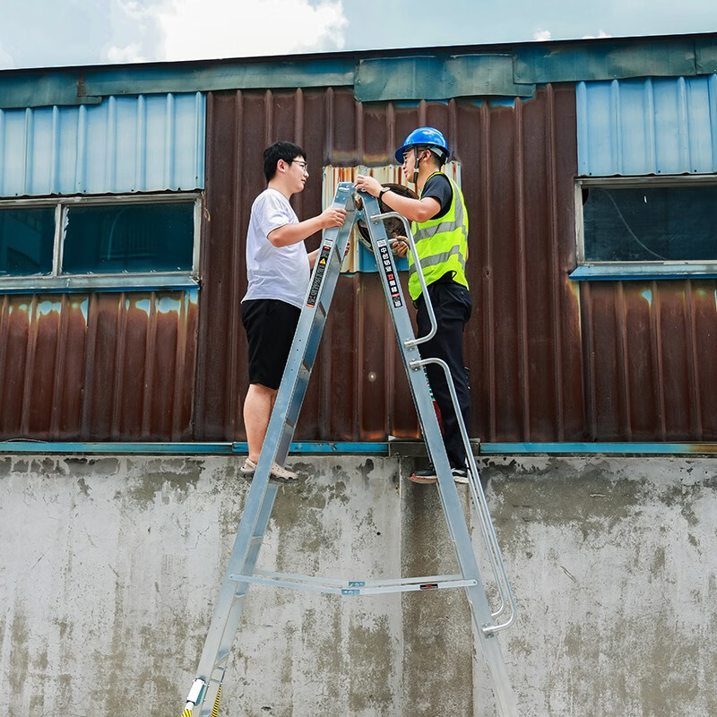 Zhongchuang Ladder Thickened Aluminum Double-sided Herringbone Ladder Engineering Ladder 4m Safety Ladder 2m 3m 6m Telescopic Ladder Folding Ladder 13-step Deluxe Edition 99013AH / Herringbone Ladder 3.78m