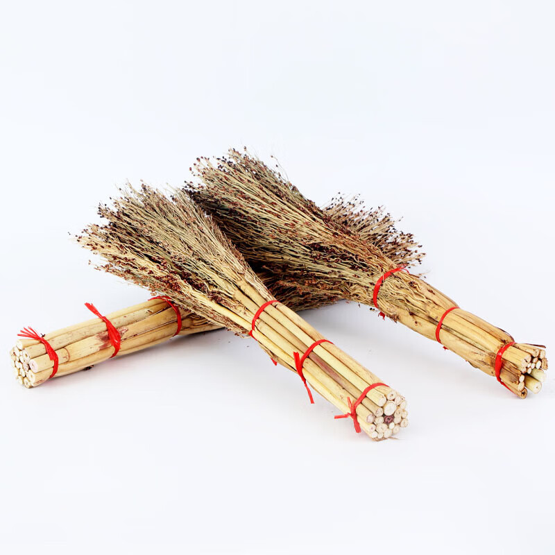 Broom, hand-woven sorghum seedling broom, household old-fashioned broom, thickened outdoor courtyard, large floor cleaning tool, sorghum brush