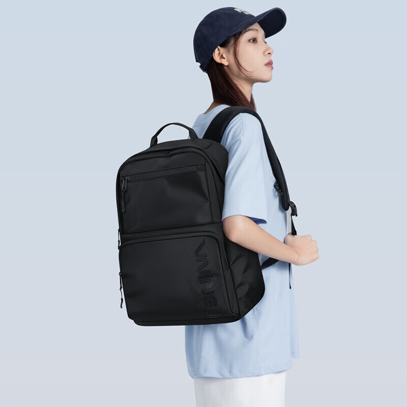 The9 (V.NINE) Backpack Computer Bag Men's Backpack Business Middle School Student Bag Female High School Student College Backpack Obsidian Black