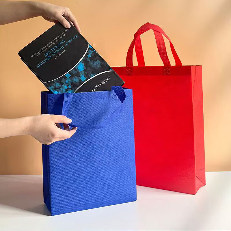 Yilan non-woven bag thickened gift bag handbag shopping eco-friendly bag red horizontal style 45*35*12 5 pieces