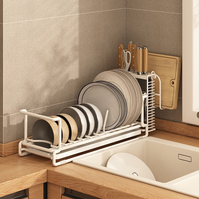 Bangjie kitchen dish rack dish storage rack countertop storage rack drain basket household cabinet chopstick box dish rack free installation dish rack + chopstick rack