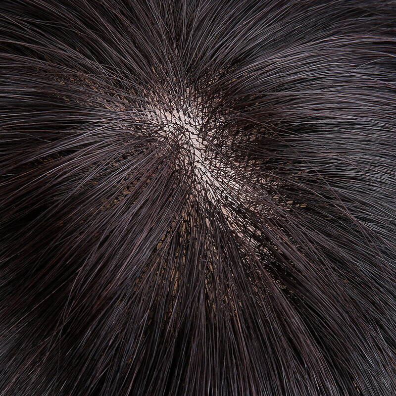 Hengfa wig piece for human hair on top of head, seamless cover for white hair, wig piece for women, light and thin replacement cover, needle replacement block, hand-woven inner net 5*8, natural black 15cm