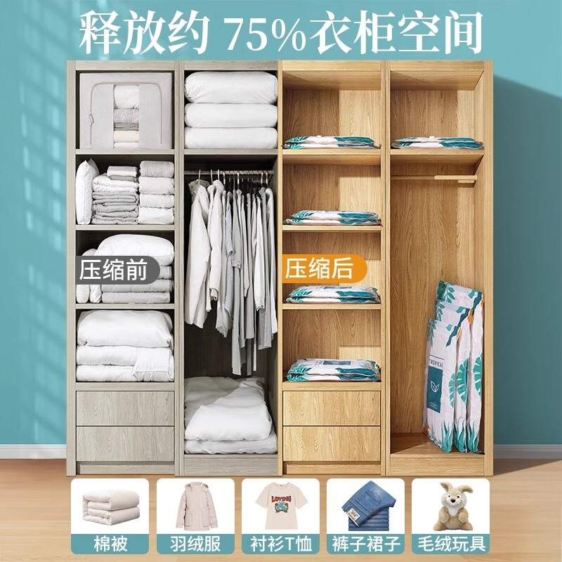 Angtu vacuum compression storage bag quilt clothes clothing sorting electric pump air pump down jacket quilt packing bag five pieces + electric pump extra large 100*80cm