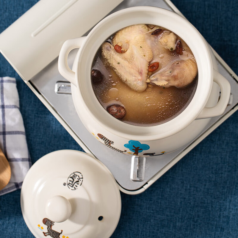 Clay pottery small zebra Ruyi soup pot 4600ml glaze color casserole open fire Chinese medicine stew pot soup pot same style as Sister Lotus