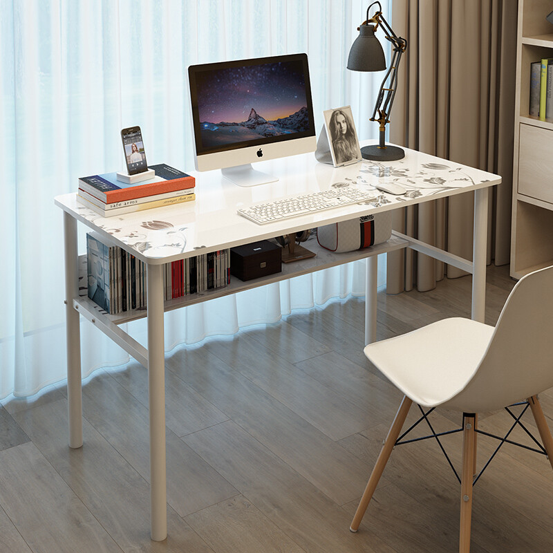 Paden Home Computer Desk Notebook Simple Office Study Paden Home Computer Desk Notebook Simple Office Study Student Single Board Table White Black Flower 100 50 73