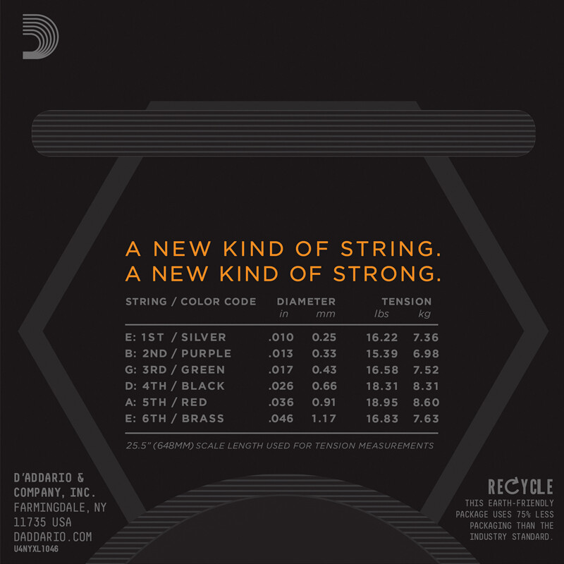D Addario (D Addario) NYXL1046 electric guitar strings imported from the United States, nickel wound high carbon steel string set, softer 10-46