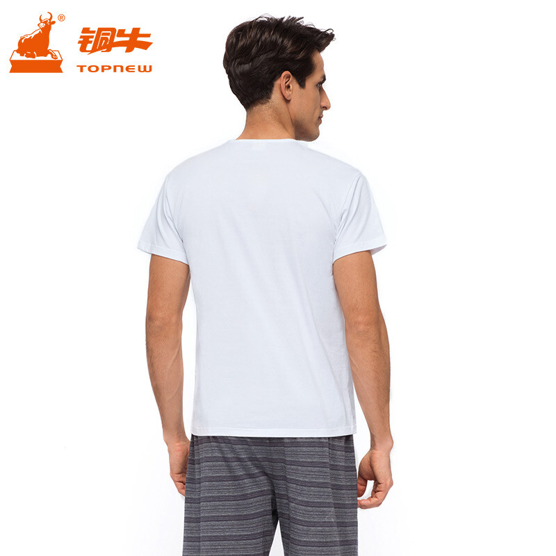 Tongniu men's underwear jersey round neck short-sleeved T-shirt basic solid color white T-shirt base layer NS007 white XL (175/100)