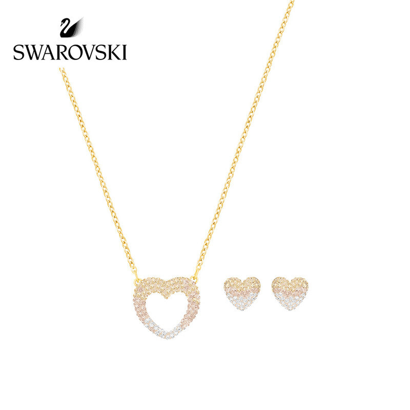 Swarovski Crystal Lady Gold Grant Heart Necklace Stud Swarovski Crystal Lady Gold Grant Heart Necklace Stud Earrings Set Friend Gift 5273147