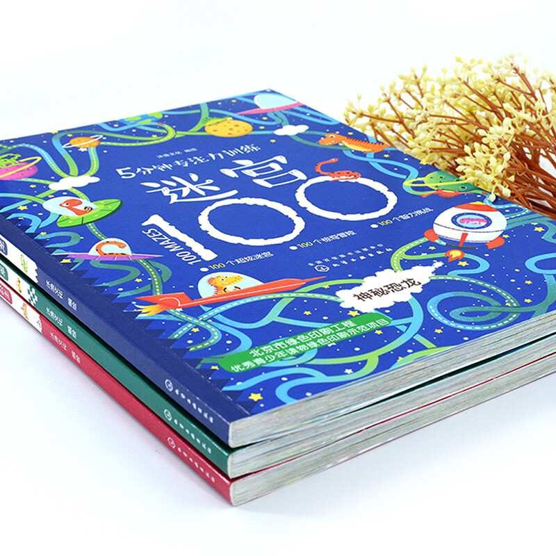 5-minute concentration training maze, 300 puzzle maze games (set of 3 volumes), 6 major maze types + 6 major ability improvements, 3-6 years old