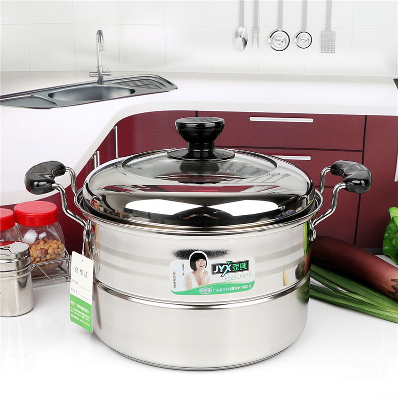 Jiaxing (JYX) Jiaxing double bottom steamer thickened stainless steel single grate steamer steaming dual-purpose steamer soup pot stew pot cooking pot Jiaxing double bottom single grate steamer 24cm
