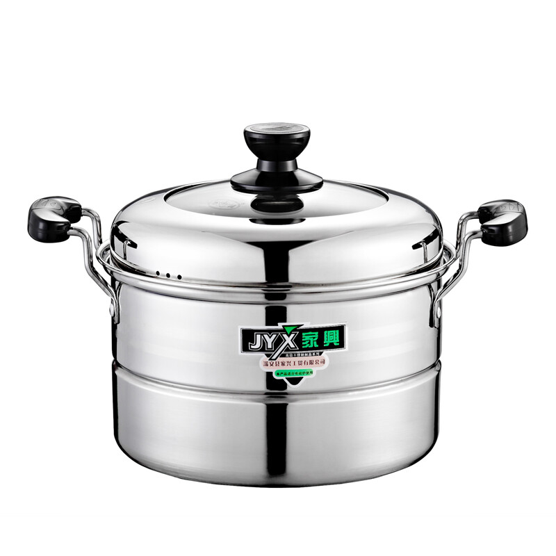 Jiaxing (JYX) Jiaxing non-magnetic stainless steel thickened stainless steel single grate steamer single bottom steaming dual-purpose steamer soup pot gas induction cooker universal multi-purpose steamer Jiaxing single bottom single grate steamer 24CM