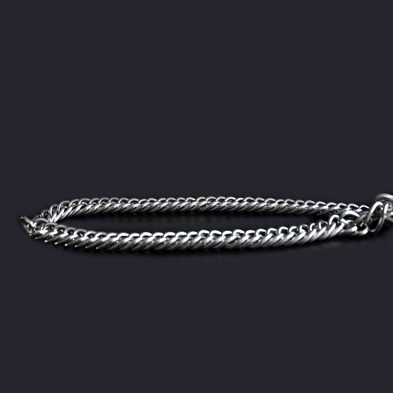 Chukchi (CHUKCHI) Double Ring Binocular Necklace for Large Dogs Pets Stainless Steel P Chain Dog Chain Dog Collar Home Training Collar Double Ring Luxury Silver 55cm *2.8mm Double Large Dog