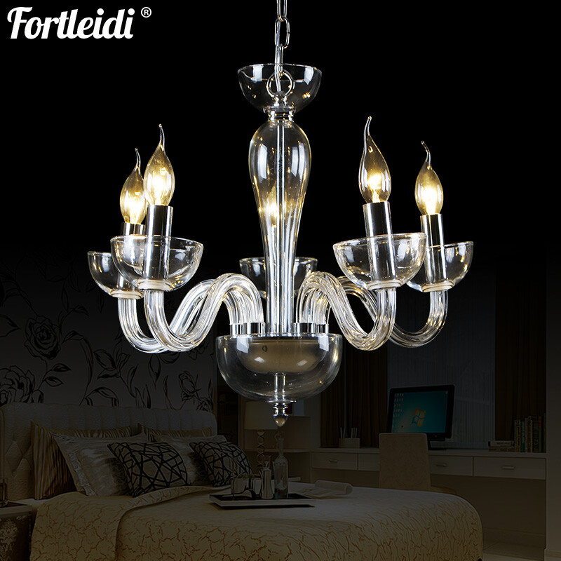 Light Luxury Glass Chandelier European Style Living Room Lamp Simple Light Luxury Glass Chandelier European Style Living Room Lamp Simple Modern Bedroom Dining Lighting Lamps D3678 Silver 5 Head Models