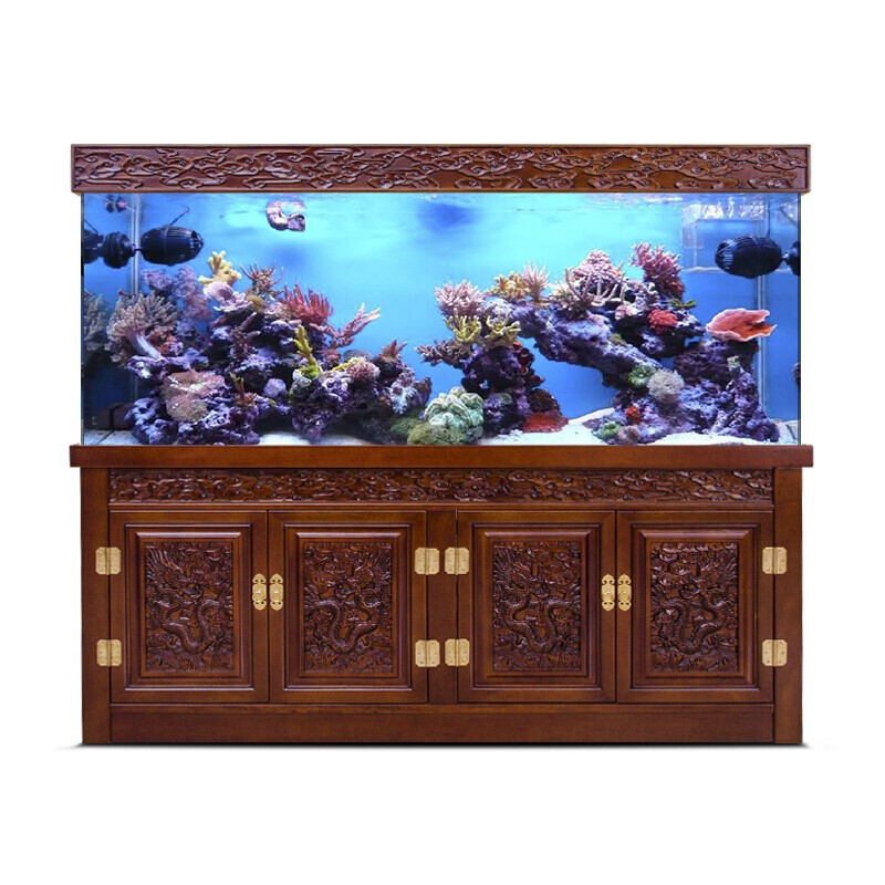 Solid Wood Fish Tank Chinese Aquarium Bottom Cabinet Carved Dragon Pattern Custom Single Solid Wood Fish Tank Chinese Aquarium Bottom Cabinet Carved Dragon Pattern Custom Single