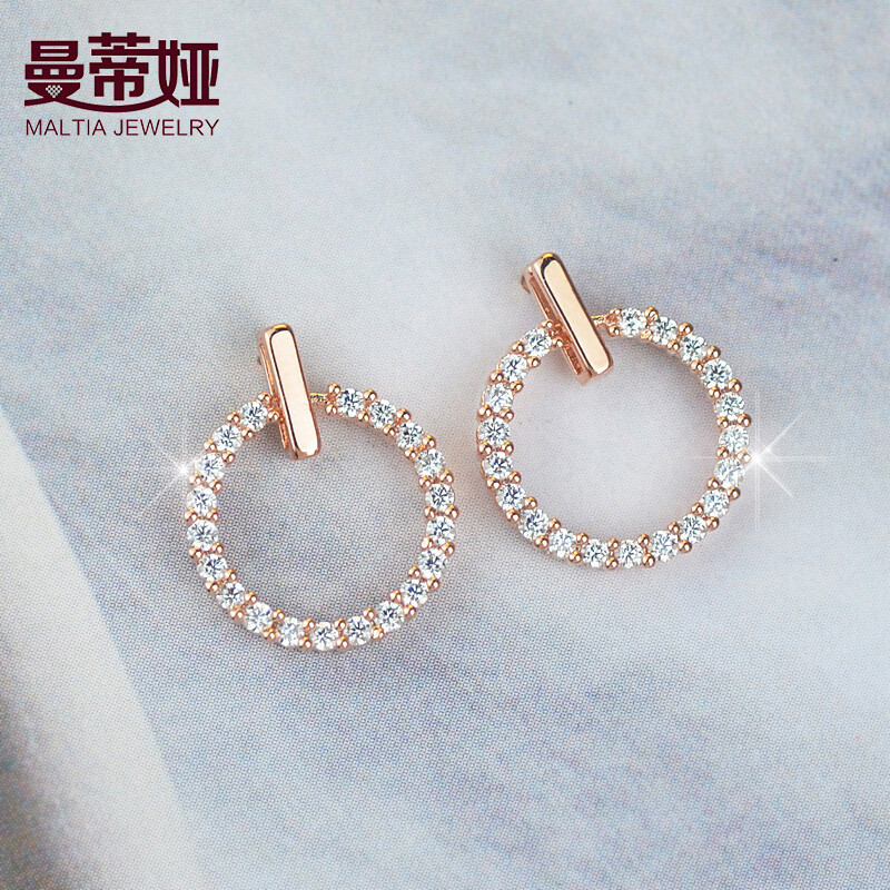 Mandia S925 Silver Earrings Round Rose Gold Korean Mandia S925 Silver Earrings Round Rose Gold Korean Temperament Sweet Jewelry Simple To Send Friend Gifts