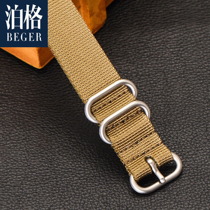 Pog nylon strap thickened canvas strap suitable for Omega Rolex Seiko Seamaster Citizen 20 Men 22 24 19# Green-Black Buckle 20mm