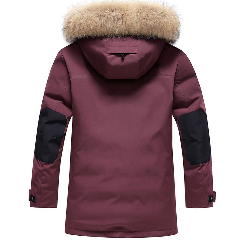 Spanu thickened extreme cold goose down down jacket men's mid-length 2025 winter new fur collar warm work jacket