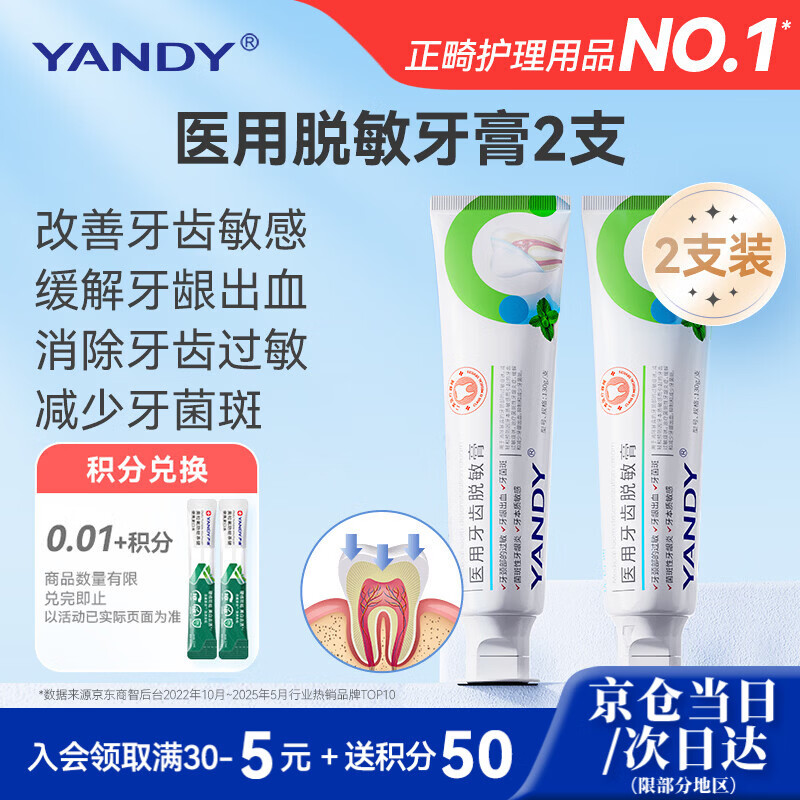 YANDY Medical Toothpaste Tooth Desensitization Paste 130g*2 Anti-Sensitive Toothpaste Relieves Tooth Sensitivity, Bleeding Gums, and Plaque