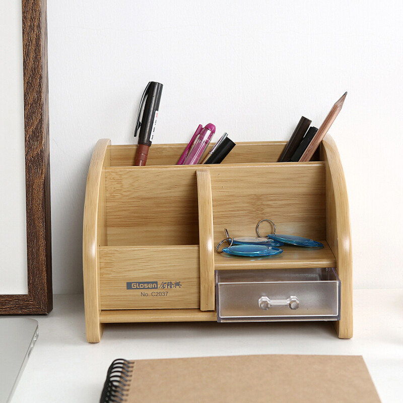 Jinlongxing Glosen Wooden Pen Holder Desk Storage Box File Remote Jinlongxing Glosen Wooden Pen Holder Desk Storage Box File Remote Control Finishing Seat Multi Function Creative Cosmetics Decoration C2037