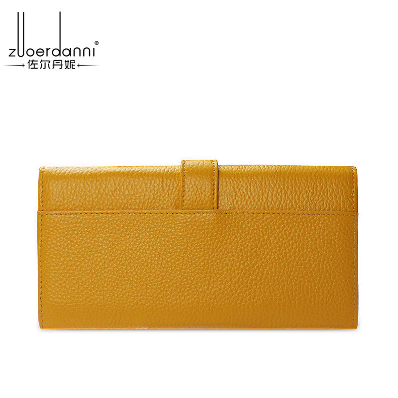 Zordani long wallet women's large-capacity tri-fold clutch leather wallet Korean style bill holder wallet card holder A183 yellow
