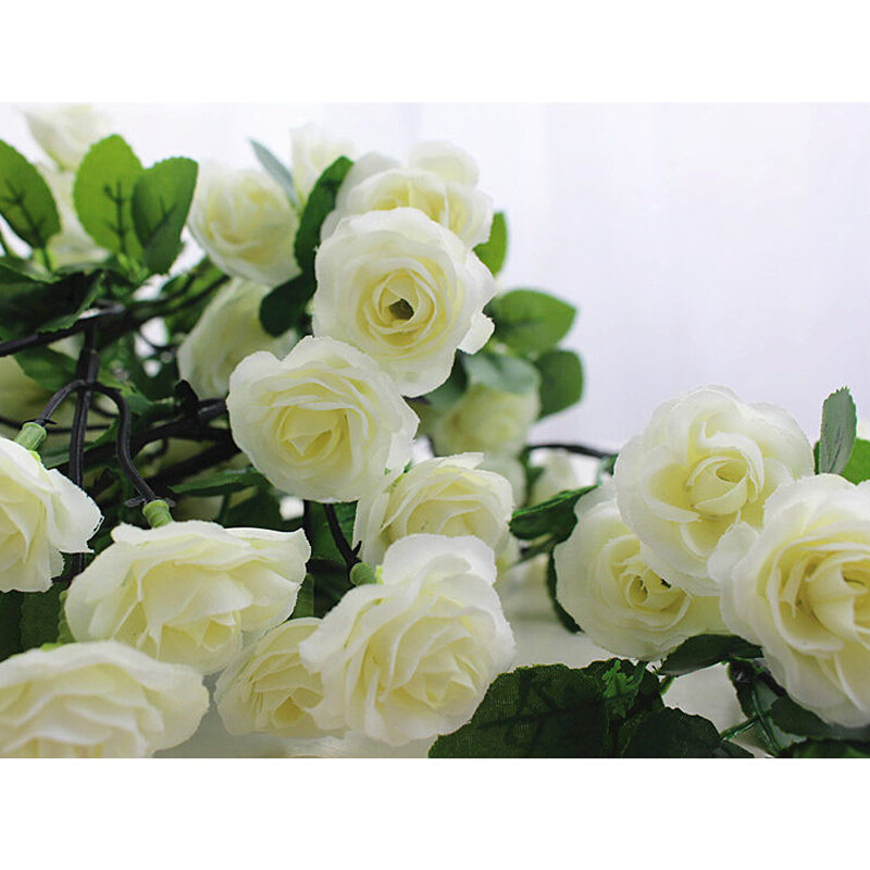 Artificial flower rattan decorative flower rose flower artificial flower rattan pipe wall hanging green plant artificial flower vine indoor balcony ceiling 69 champagne flowers 1