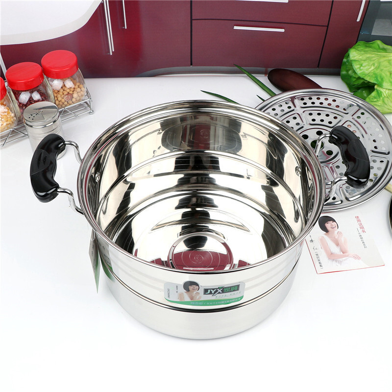 Jiaxing (JYX) Jiaxing double bottom steamer thickened stainless steel single grate steamer steaming dual-purpose steamer soup pot stew pot cooking pot Jiaxing double bottom single grate steamer 24cm