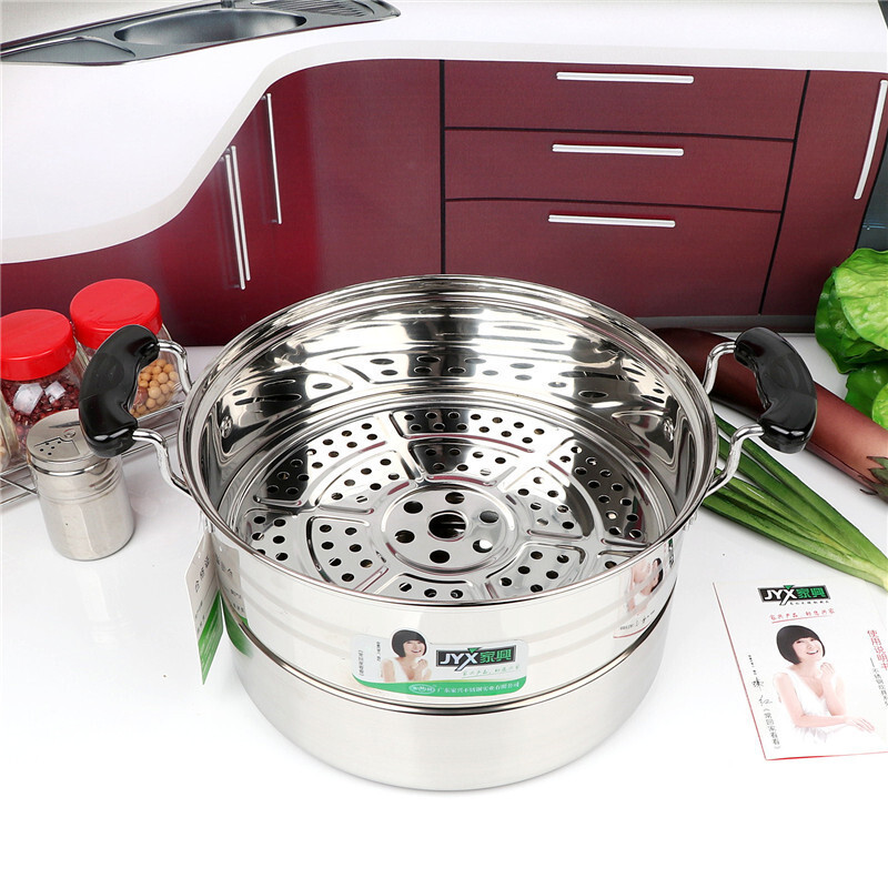 Jiaxing (JYX) Jiaxing double bottom steamer thickened stainless steel single grate steamer steaming dual-purpose steamer soup pot stew pot cooking pot Jiaxing double bottom single grate steamer 24cm