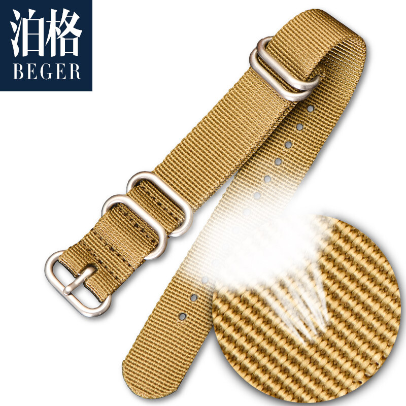 Pog nylon strap thickened canvas strap suitable for Omega Rolex Seiko Seamaster Citizen 20 Men 22 24 19# Green-Black Buckle 20mm