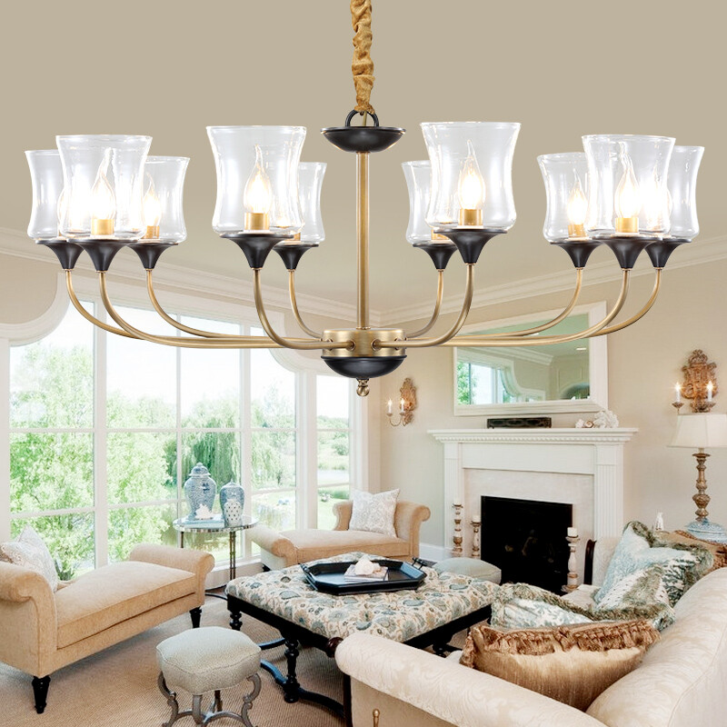 American Style Nvc Chandelier Living Room Copper Lamp Dining Modern Simple Bedroom Lamps Atmospheric Lighting