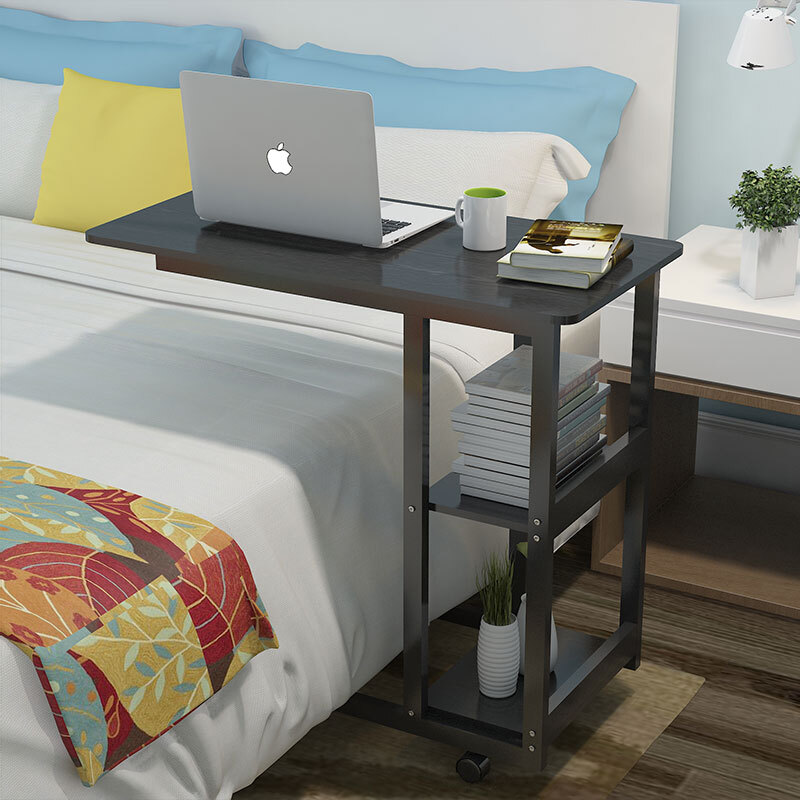 Halodn Bedside Table Removable Coffee Desktop Computer Desk Halodn Bedside Table Removable Coffee Desktop Computer Desk Bed Lazy Small Black Willow Wood