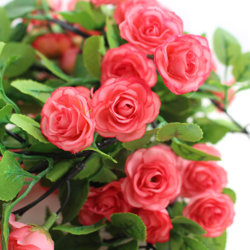 Artificial flower rattan decorative flower rose flower artificial flower rattan pipe wall hanging green plant artificial flower vine indoor balcony ceiling 69 champagne flowers 1