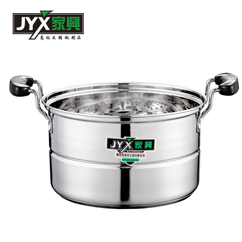 Jiaxing (JYX) Jiaxing double bottom steamer thickened stainless steel single grate steamer steaming dual-purpose steamer soup pot stew pot cooking pot Jiaxing double bottom single grate steamer 24cm