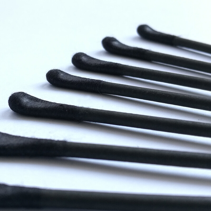 Laughing Mom Black double-ended ear scoop cotton swabs, ear cleaning swabs, paper shaft spiral head cleaning swabs, 200 pieces