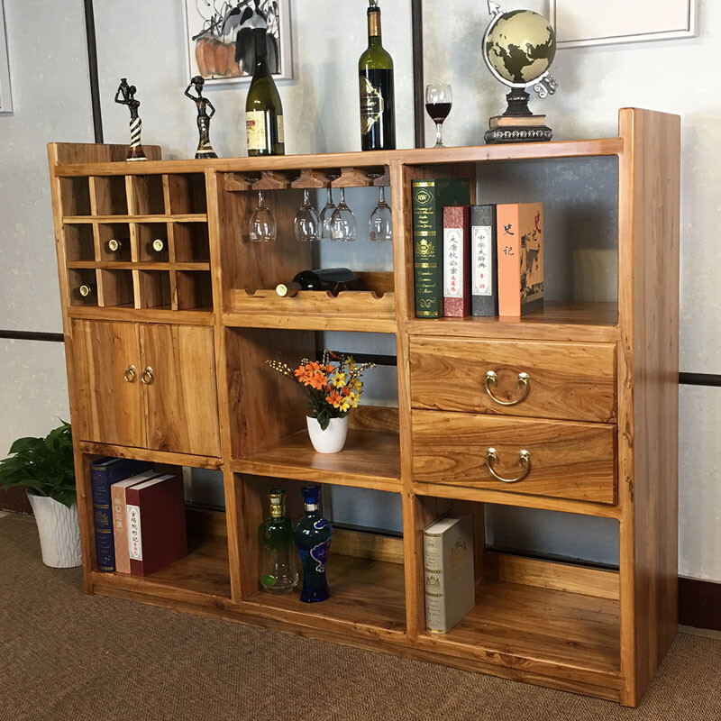 Luban Yimu solid wood wine cabinet multi-functional tea cabinet sideboard storage cabinet Chinese style entrance cabinet modern simple wine cabinet wine cabinet