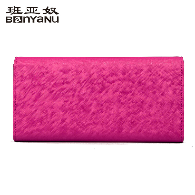 Banyanu 2025 new women's wallet women's long clutch leather large capacity diamond tri-fold wallet rose red