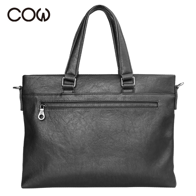 French COW men's bag briefcase men's business laptop bag casual shoulder crossbody travel backpack C-8616 briefcase black
