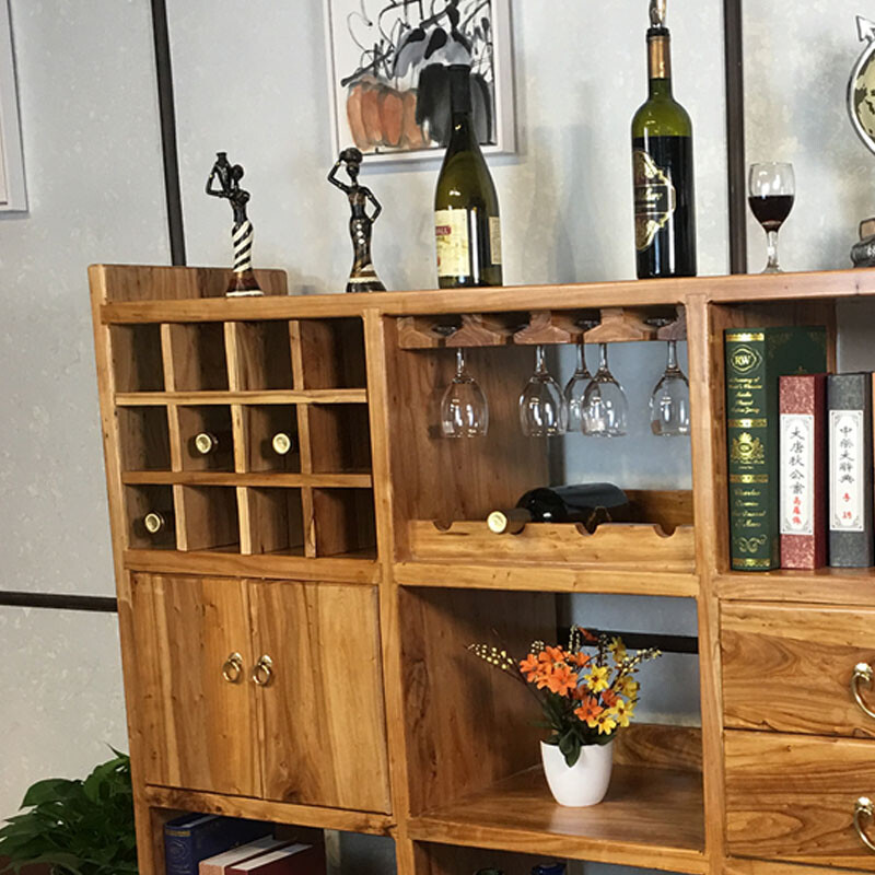 Luban Yimu solid wood wine cabinet multi-functional tea cabinet sideboard storage cabinet Chinese style entrance cabinet modern simple wine cabinet wine cabinet