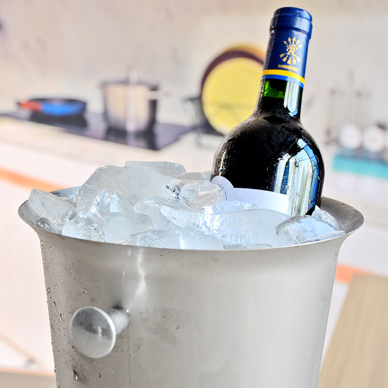 FEiNASi 304 stainless steel ice bucket bar home red wine beer champagne ice cube bucket creative fashion ice bucket binaural mirror silver ice bucket