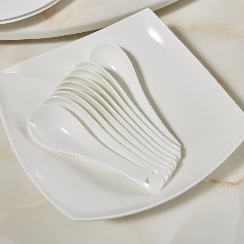 Red peony pure white bone china tableware set ceramic bowls and dishes complete set household tableware set housewarming porcelain gift box pure white 10 people round configuration pot version 58-piece set