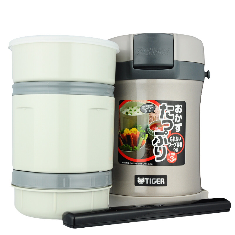 TIGER lunch box stainless steel lunch box buckle type high performance thermal insulation lunch box LWU-B17C 1.22L