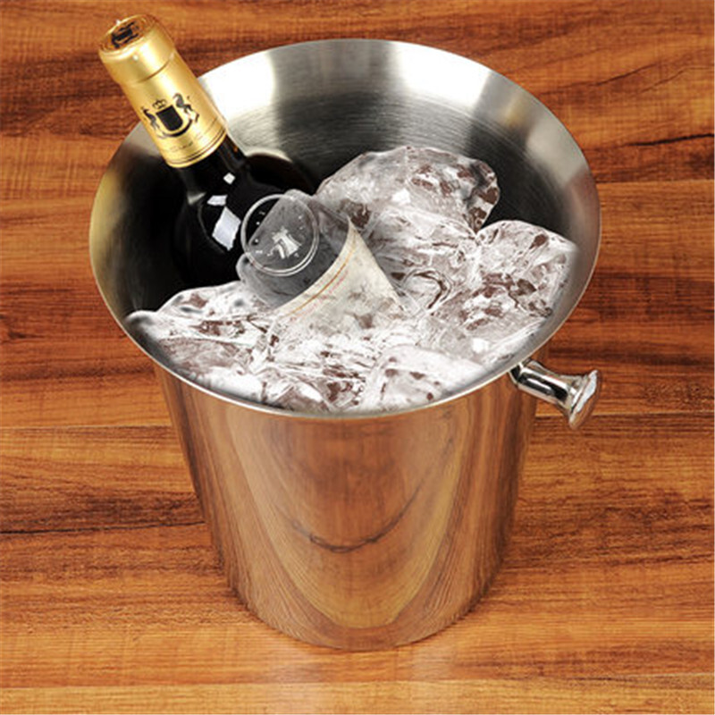 B.ROB thickened stainless steel ice bucket KTV bar club champagne bucket red wine ice bucket large wine bucket ice bucket silver binaural ice bucket