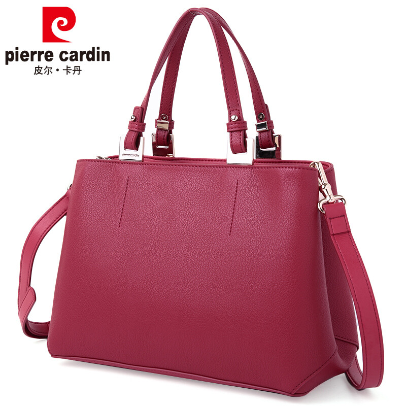 Pierre Cardin Ms Handbags 2017 New Bag Leather Europe And Pierre Cardin Ms Handbags 2017 New Bag Leather Europe And The United States Shoulder Simple Messenger Tide Wine Red