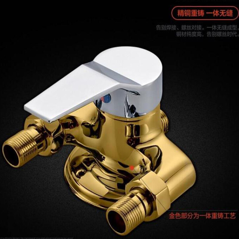 Berwyn Bathroom Full Copper Valve Body Exposed Shower Faucet Hot and Cold Faucet Exposed Pipe Mixing Valve Faucet Shower Exposed A Square Model