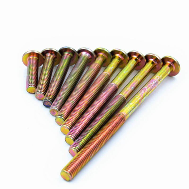 FEI ER GU M8 national standard cross chamfered flat head hexagonal machine screw solid wood bed connector table and chair fastening bolt cross color zinc plated single screw M8*60mm=10 pieces