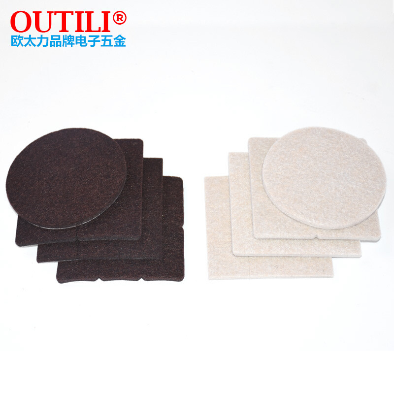 OUTILI self-adhesive thickened felt furniture table and chair foot pads, furniture floor protection pads, anti-slip, moisture-proof and anti-collision pads, No. 1/85*85 square beige/thickness 5mm