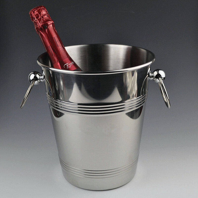 B.ROB thickened stainless steel ice bucket KTV bar club champagne bucket red wine ice bucket large wine bucket ice bucket silver binaural ice bucket